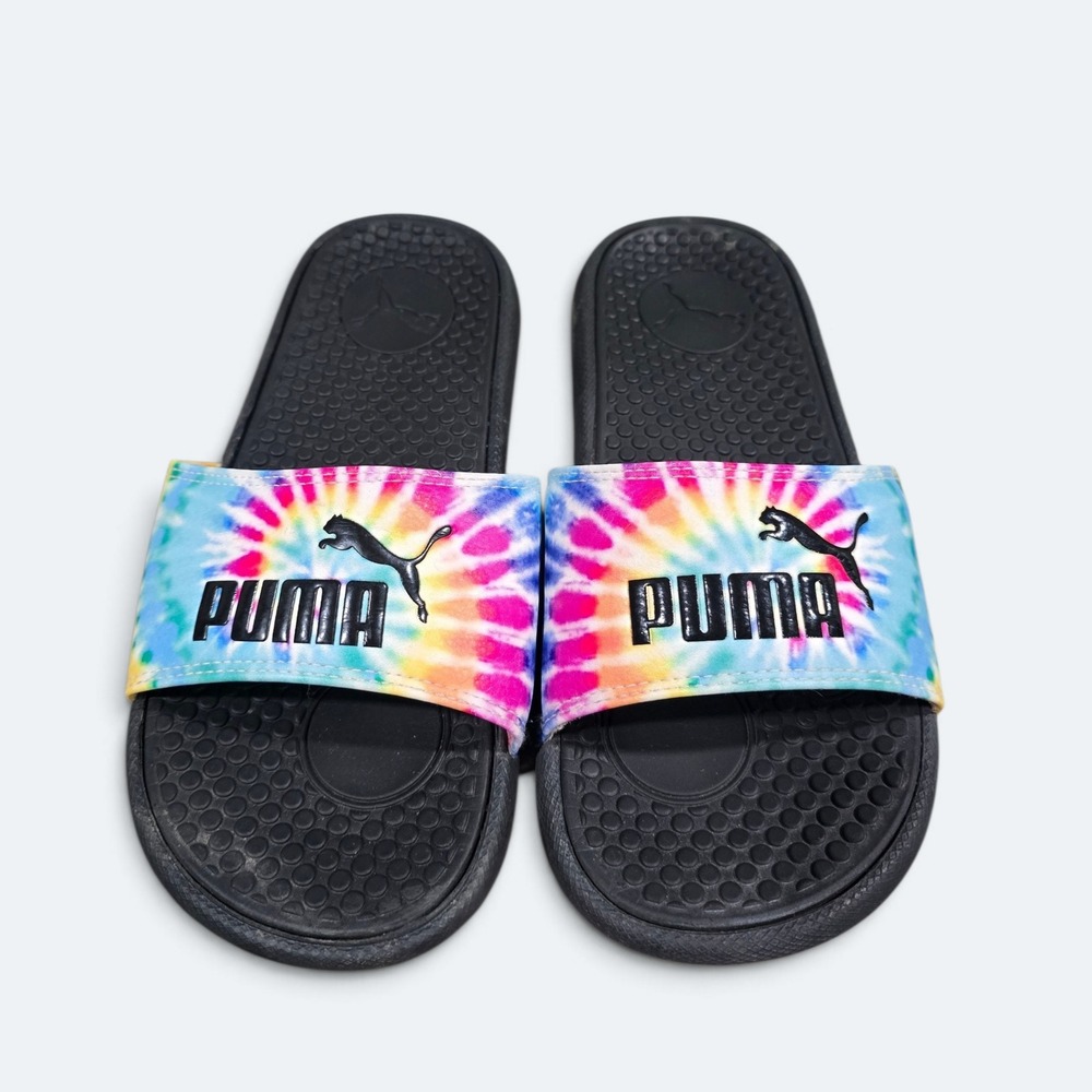 Puma Cool Cat Tie Dye Slides Womens Size 6 Black Athletic Sandals